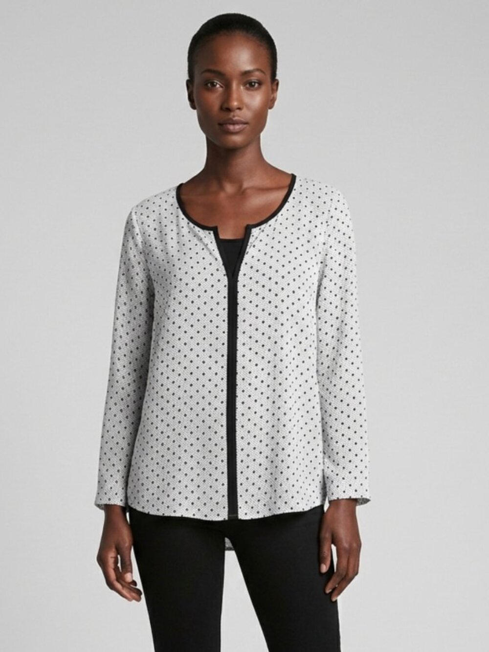 41 HAWTHORN | Black and White Polka Dot Notched Blouse Sz XL